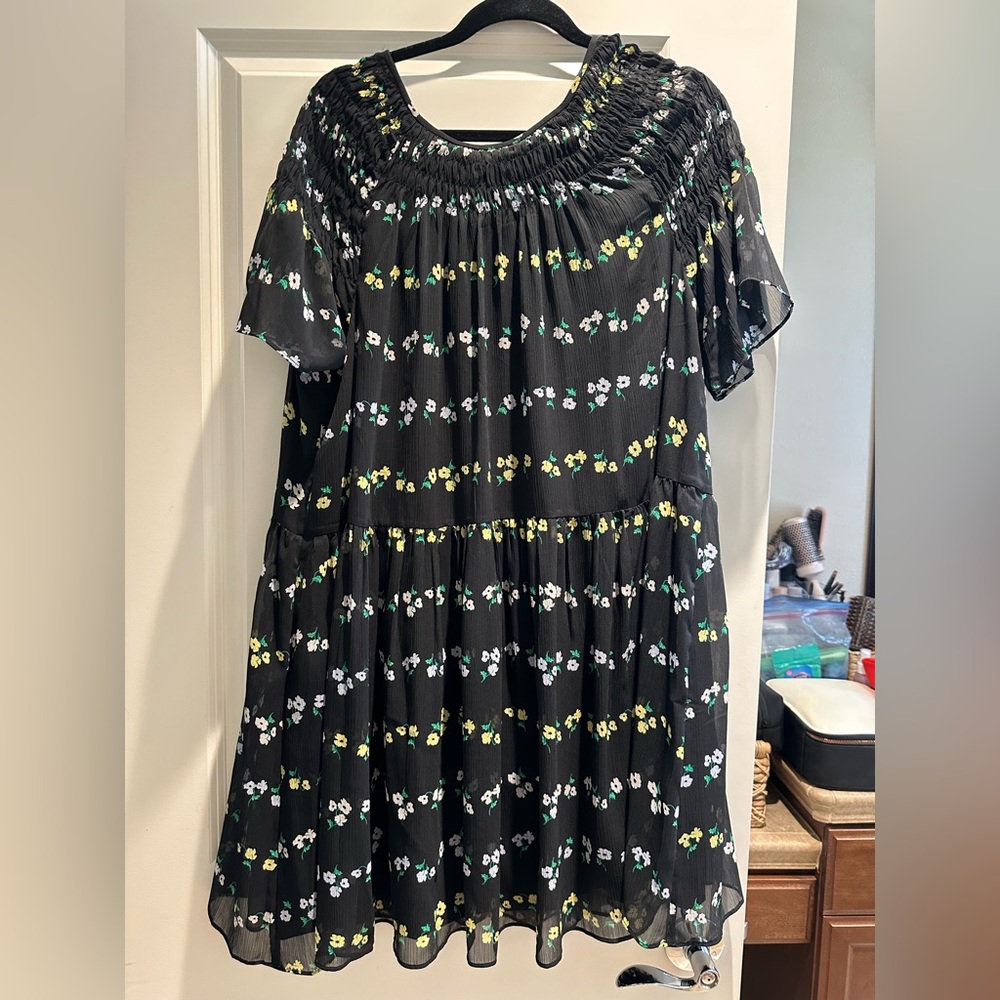 Ann Taylor Black Dress with Floral Accents